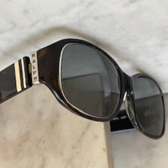 RALPH LAUREN Tortoiseshell Sunglasses Ivory Ribbon Mongram Temple 7585/S - Picture 3 of 16
